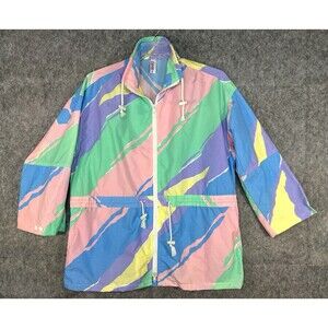 Vintage 90s Pastel Paintbrush Jacket Size S Preppy Beach Made In USA
